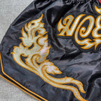 Thai Battle Boxing Muay Thai Shorts L Red Black Gold Embroidered Thailand