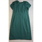 Calvin Klein Dress Womens 14 Green Tulip Sleeve Sheath Career Cocktail Midi
