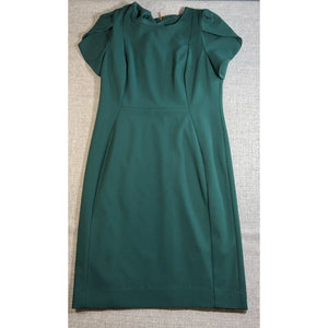 Calvin Klein Dress Womens 14 Green Tulip Sleeve Sheath Career Cocktail Midi