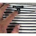 J Crew Mercantile Womens M Striped Mixed Media Top Chambray Shirttail Long Sleev