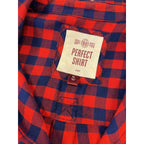 Perfect Shirt Women’s XL Red Blue Buffalo Plaid Rayon Button Up Flannel Relaxed