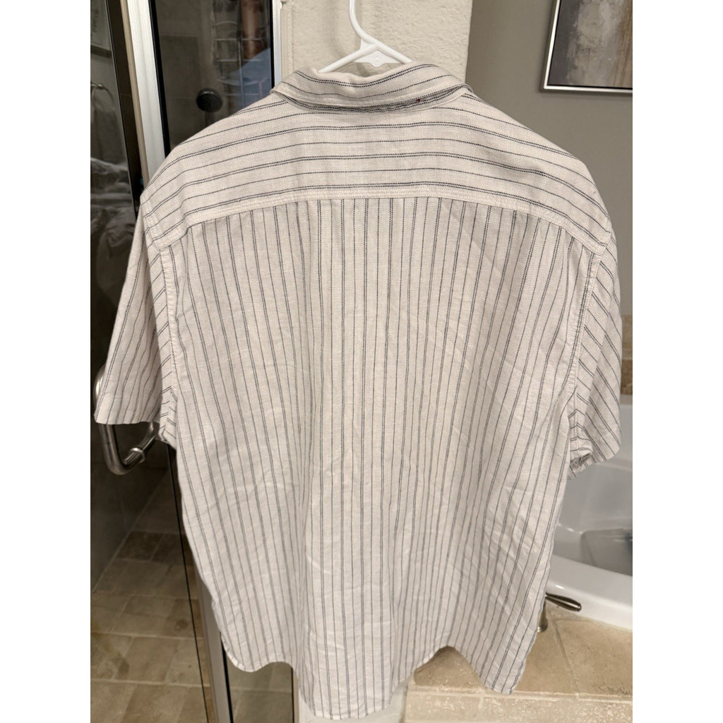 Banana Republic XL Indigo Stripe Shirt 100% Cotton Short Sleeve Casual Beach