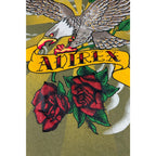 Avirex Mens L Eagle Roses Graphic T Shirt Rhinestone Studded Olive Green Y2K