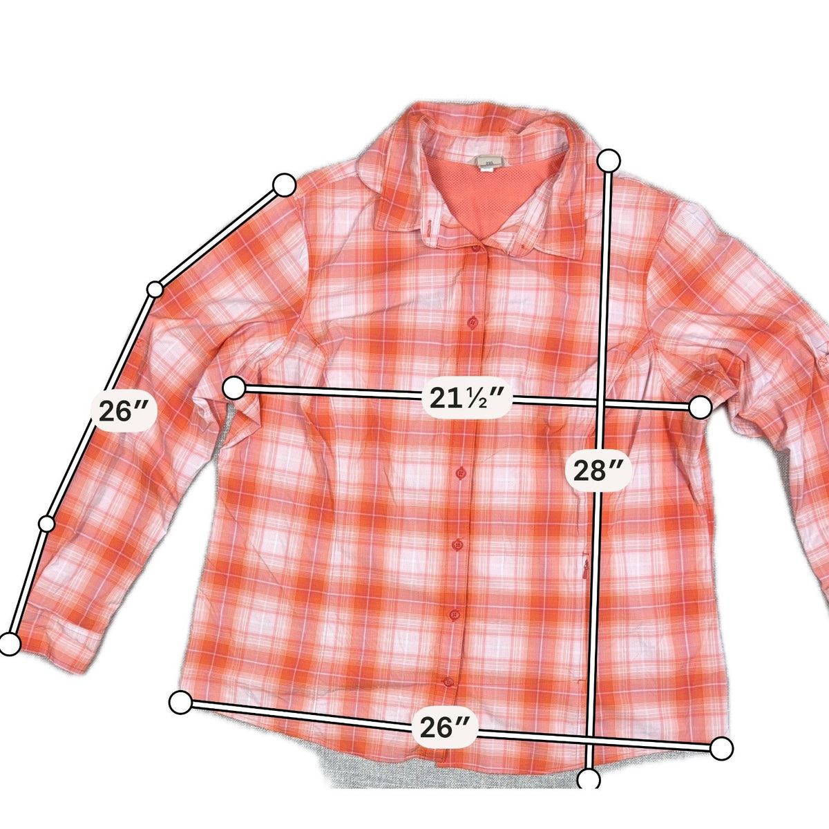 Duluth Trading Sidewinder Shirt Womens 2XL Coral Plaid Vented UPF 30