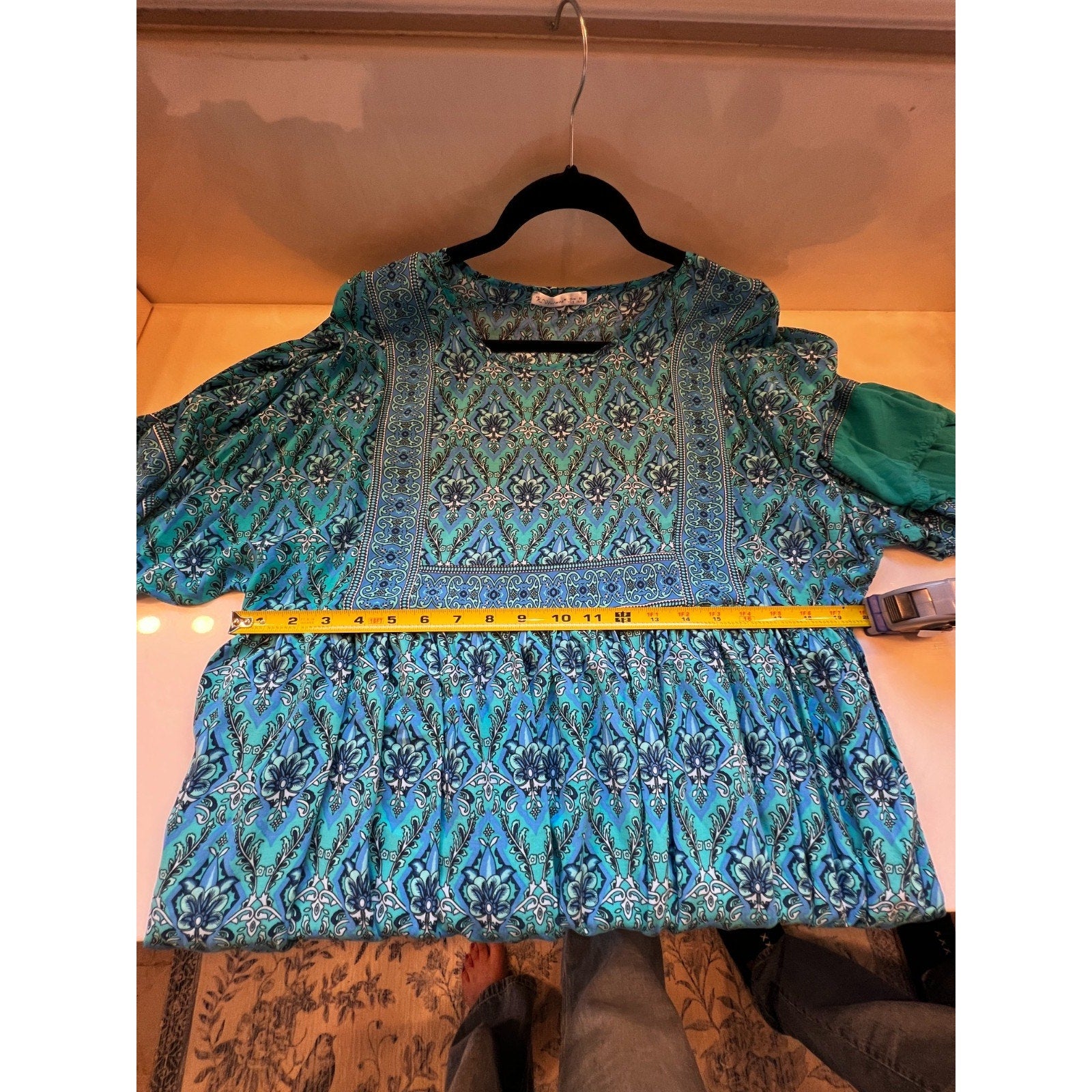Blue Boho Tunic Peasant Top Blouse R. Vivimos Womens XL 16/18 Floral Paisley