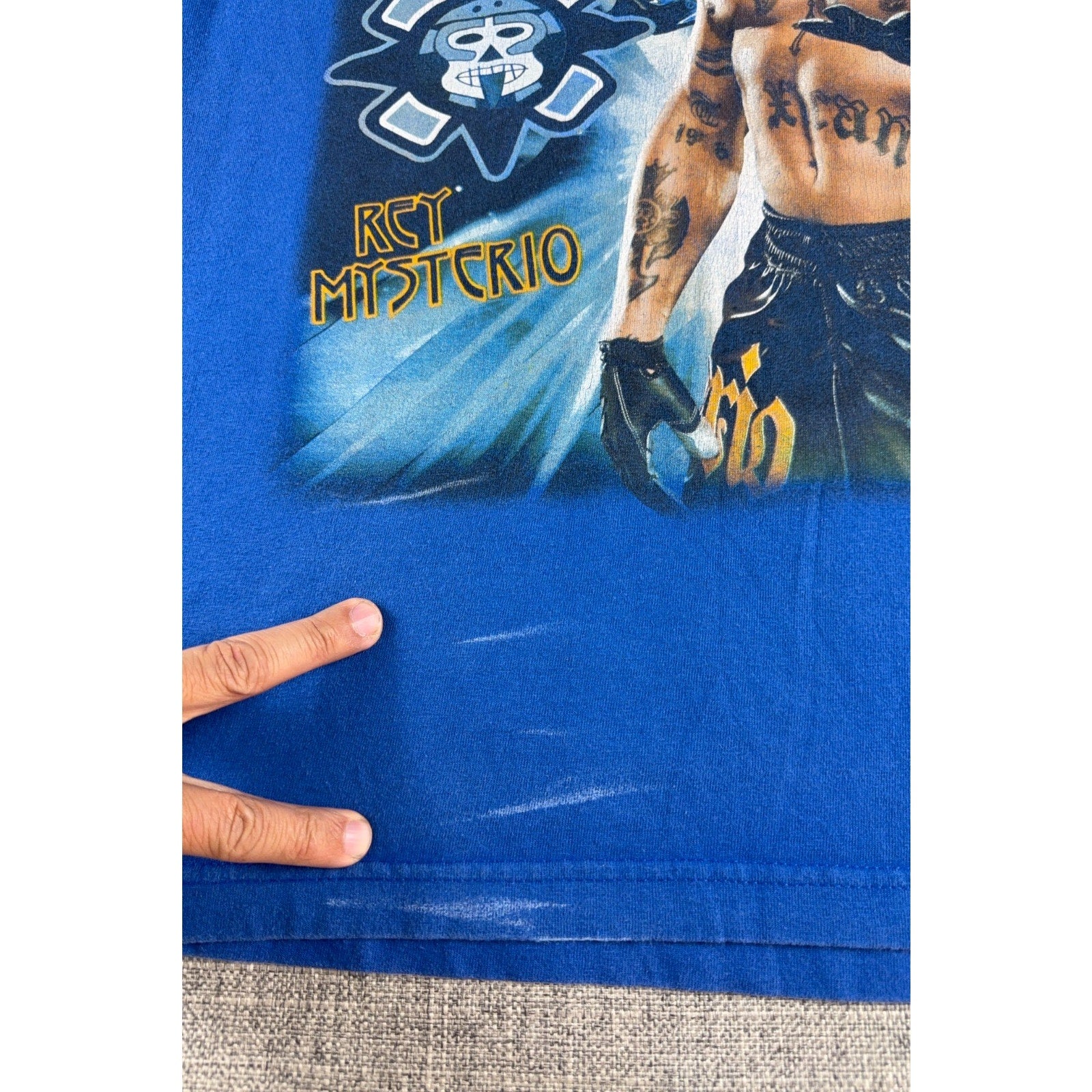 Vintage Y2K Rey Mysterio WWE T Shirt Mens M Blue Wrestling 619 Graphic Tee