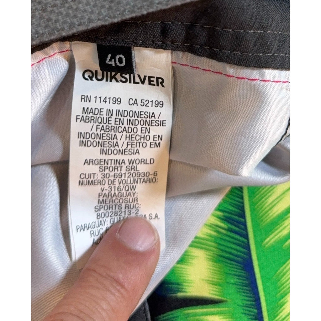 Quiksilver Boardshorts Mens 40 Tropical Floral Swim Trunks Black Neon Surf