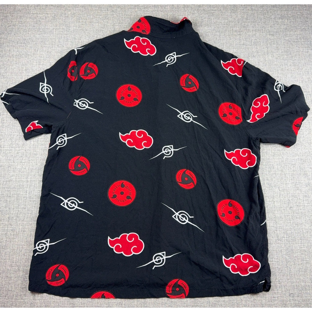 Naruto Shippuden 2007 Viz Media Akatsuki Sharingan Rayon Shirt XL Anime AOP