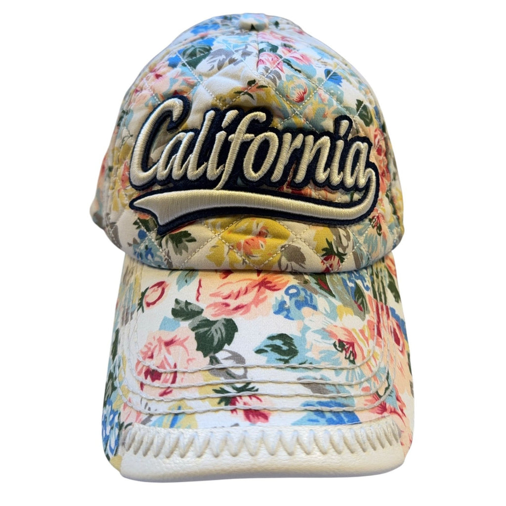 Robin Ruth California Floral Quilted Snapback Hat Cream Multicolor Cotton Cap
