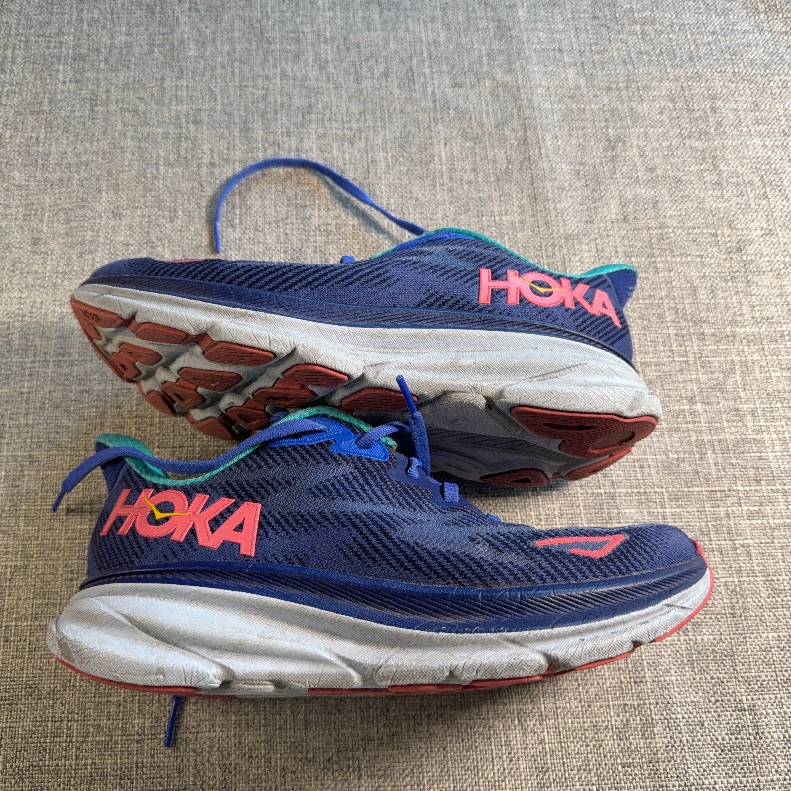 HOKA Clifton 9 Womens 7.5B Shoes Bellwether Blue Ceramic 1127896-BBCRM