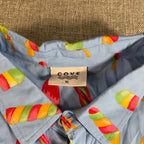 Cove Mens XL Rayon Button Up Shirt Blue Popsicle Print Novelty Vacation Beach