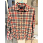 UNTUCKit Plaid Button Down Shirt Mens Medium Red Gray Cotton Casual