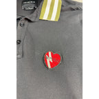 INIMIGO Contrast Heart Polo Shirt Men's L Black Olive Made in Portugal