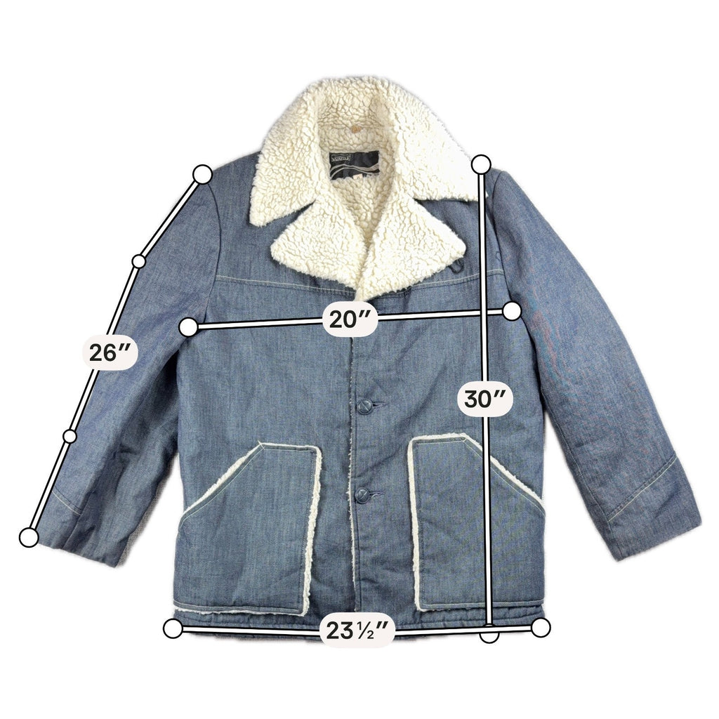 Vintage Montgomery Ward Sherpa Lined Denim Jacket Mens M Western Ranch Coat