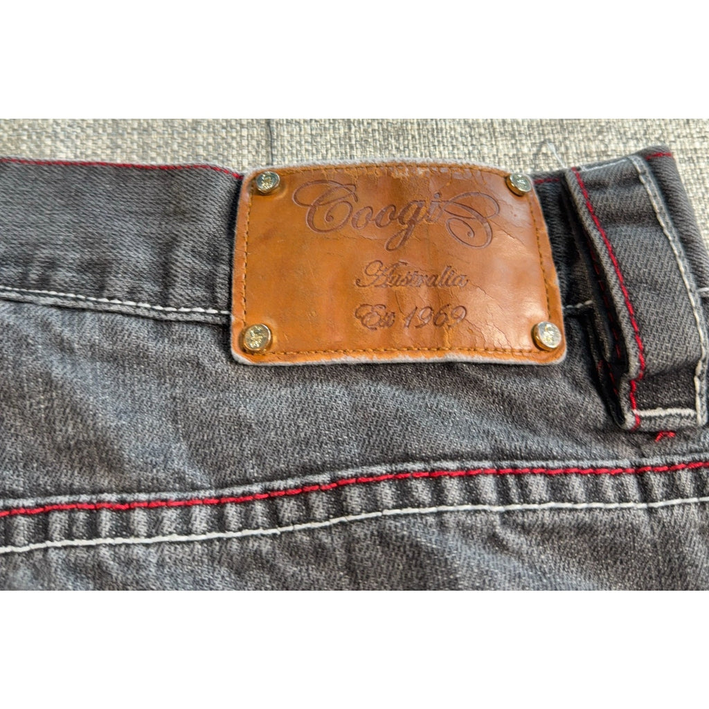 Coogi Australia Jeans Mens 42x35 Gray Baggy Y2K Hip Hop Embroidered Denim