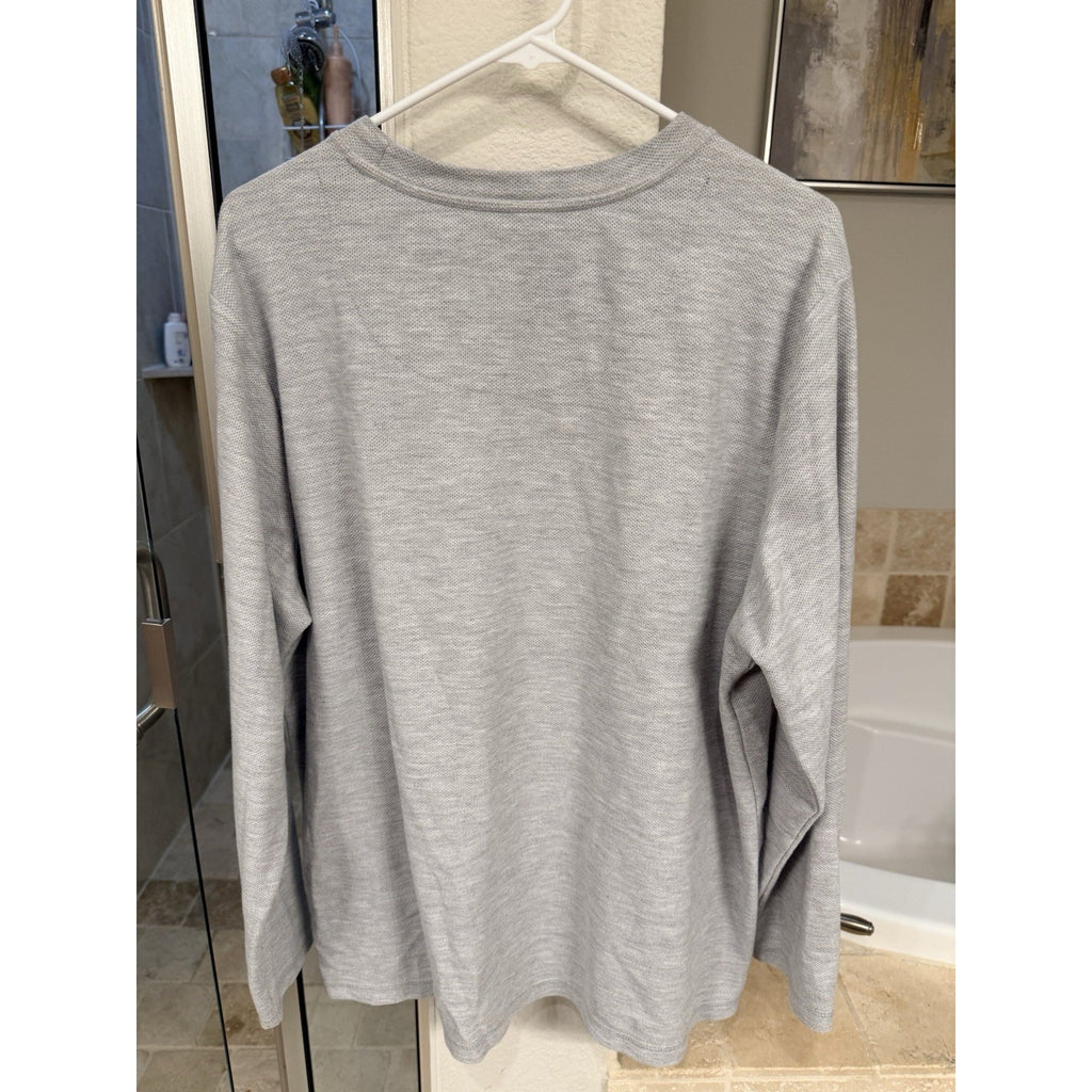 Tommy Bahama Mens XL Gray Long Sleeve Thermal Knit Shirt Marlin Logo Lightweight