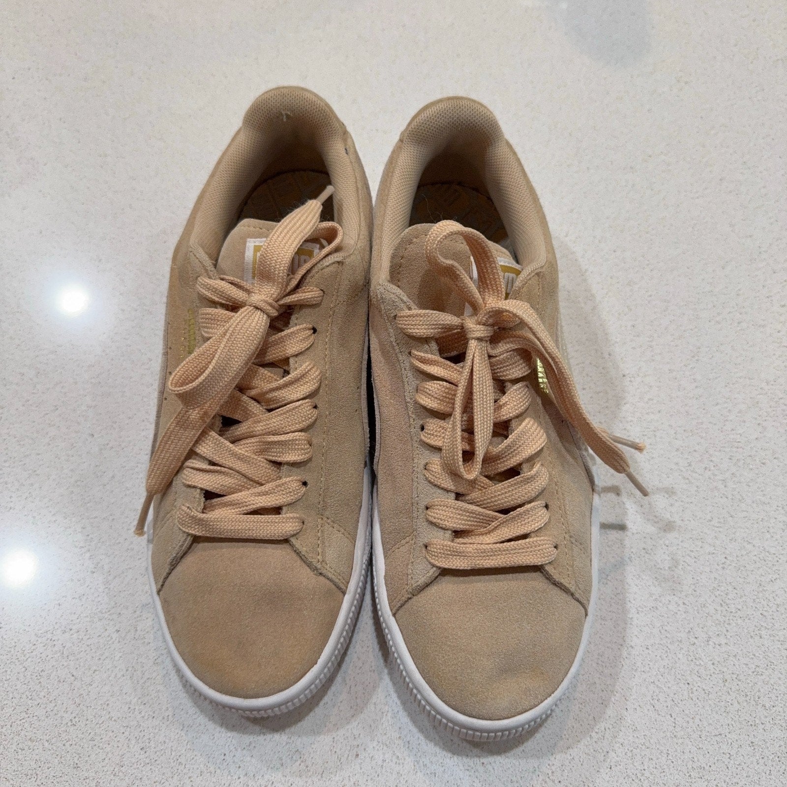 Puma Suede Classic Womens 8 Beige Peach Low Top Sneakers Casual Shoes US 5.5