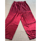 MERSEA Satin Lounge Pants XS Burgundy Pink Stripe Wide Leg Pajama Pants
