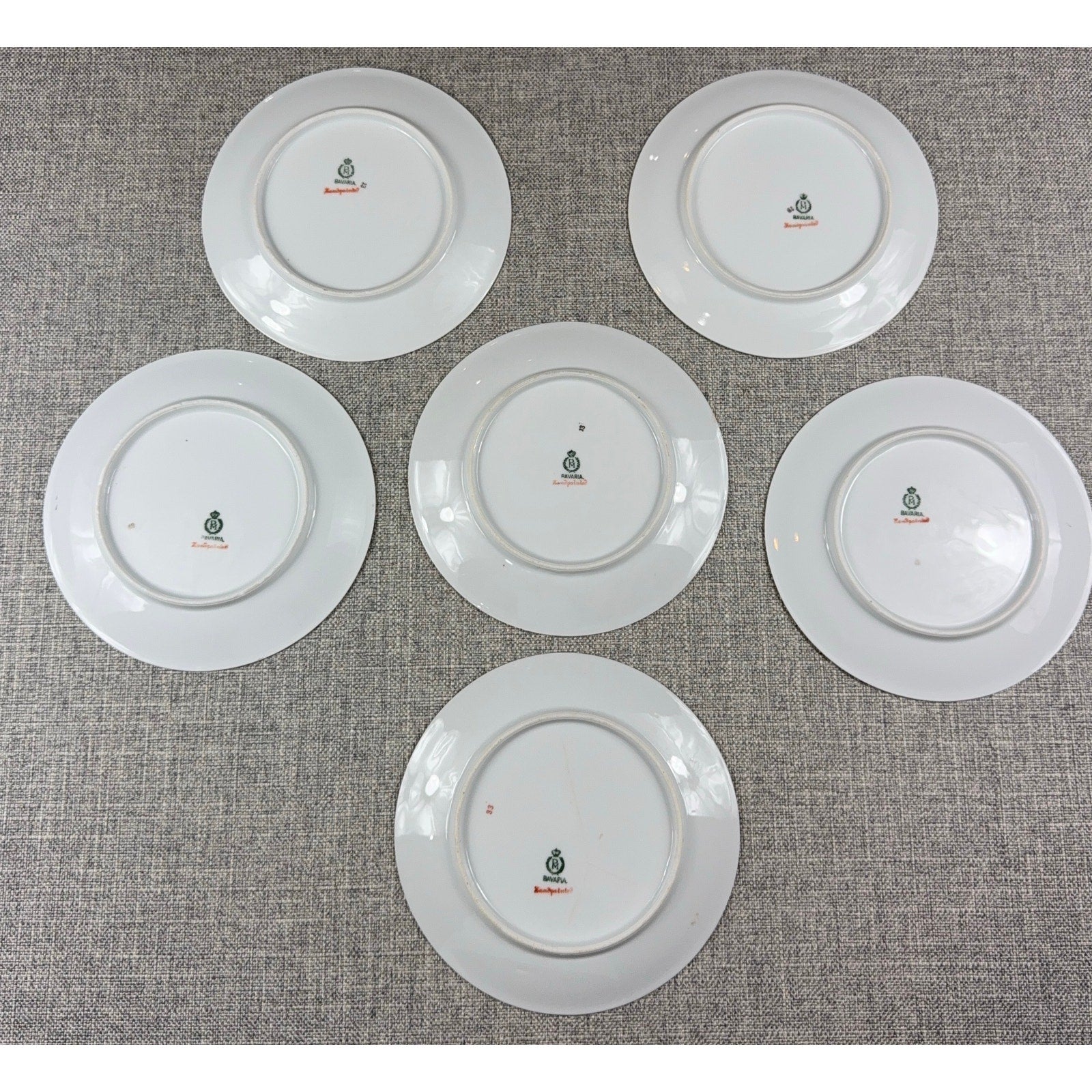 Antique PM Moschendorf Bavaria Hand Painted Rose Plates Set 6 Gold Rim 1895-1910