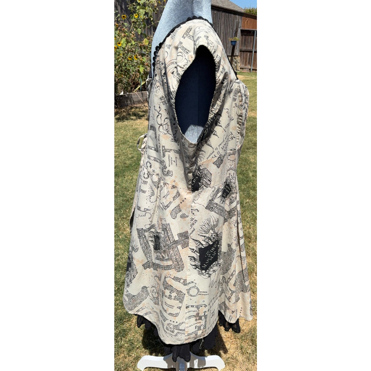 Handmade Harry Potter Marauders Map Dress Womens L XL Lace Up Cottagecore