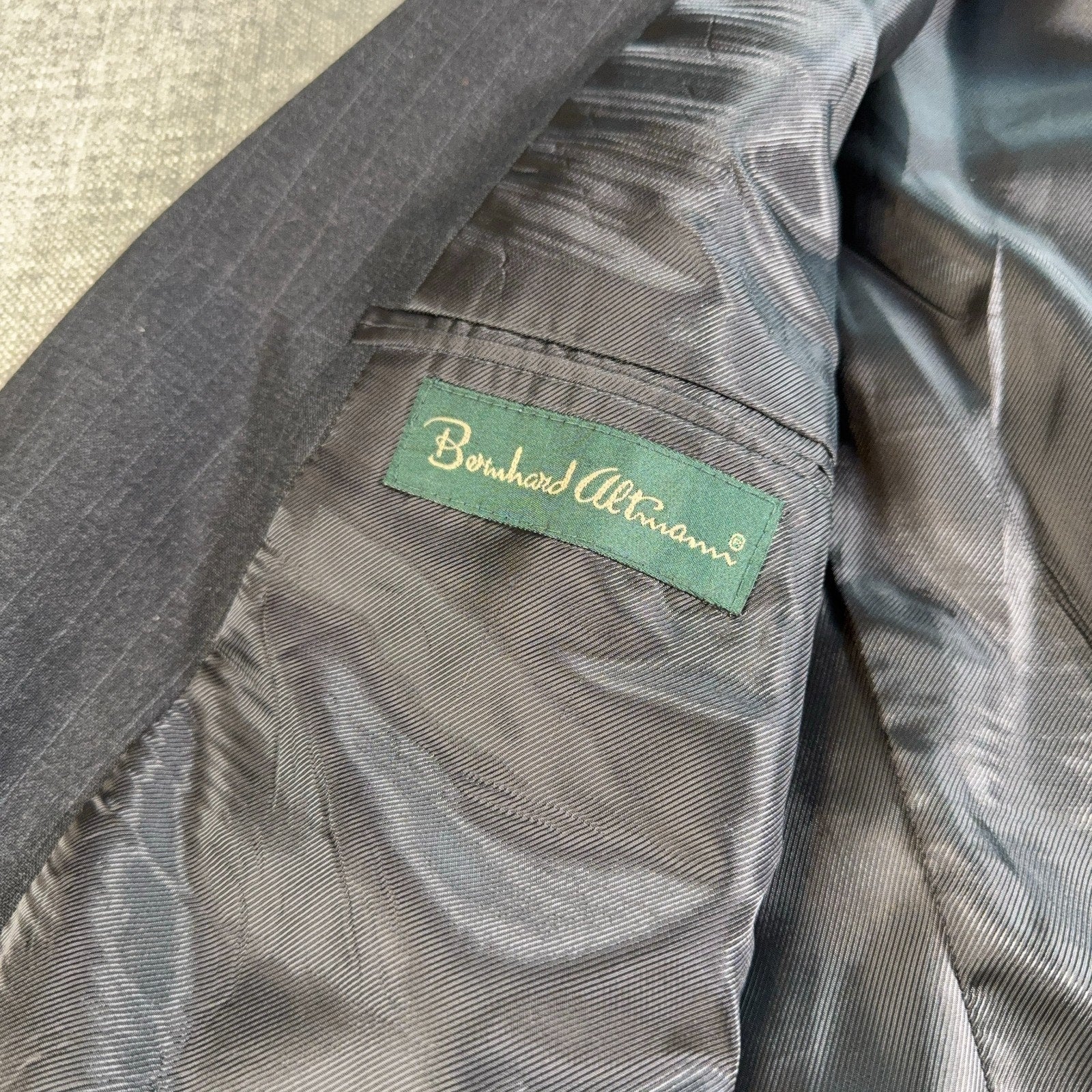 Bernhard Altmann Blazer Mens 42R Charcoal Gray Pinstripe Wool Blend Suit Jacket