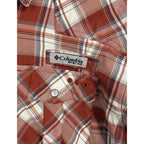 Columbia PFG Plaid Fishing Shirt Men’s Medium Red Snap Long Sleeve Outdoors