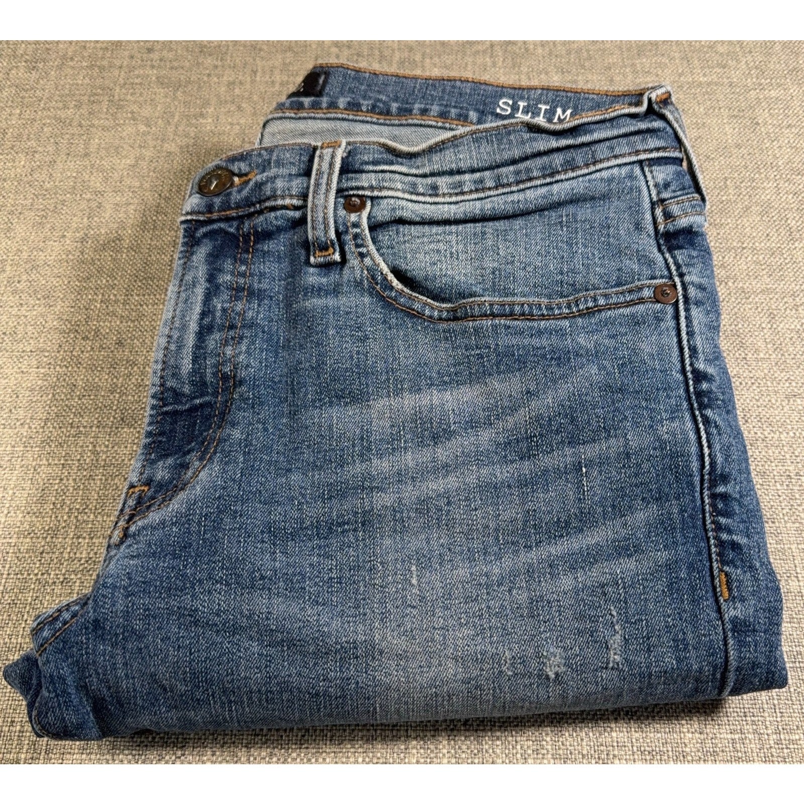 Madewell Mens Slim Jeans 33x32 Blue Distressed Medium Wash Denim Pants