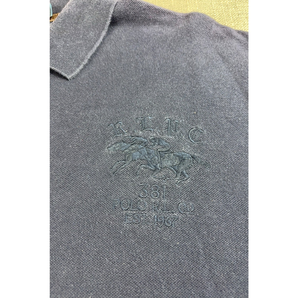 Polo Ralph Lauren Polo Shirt Mens Large Faded Navy RLC 38 Number 3 Rugby