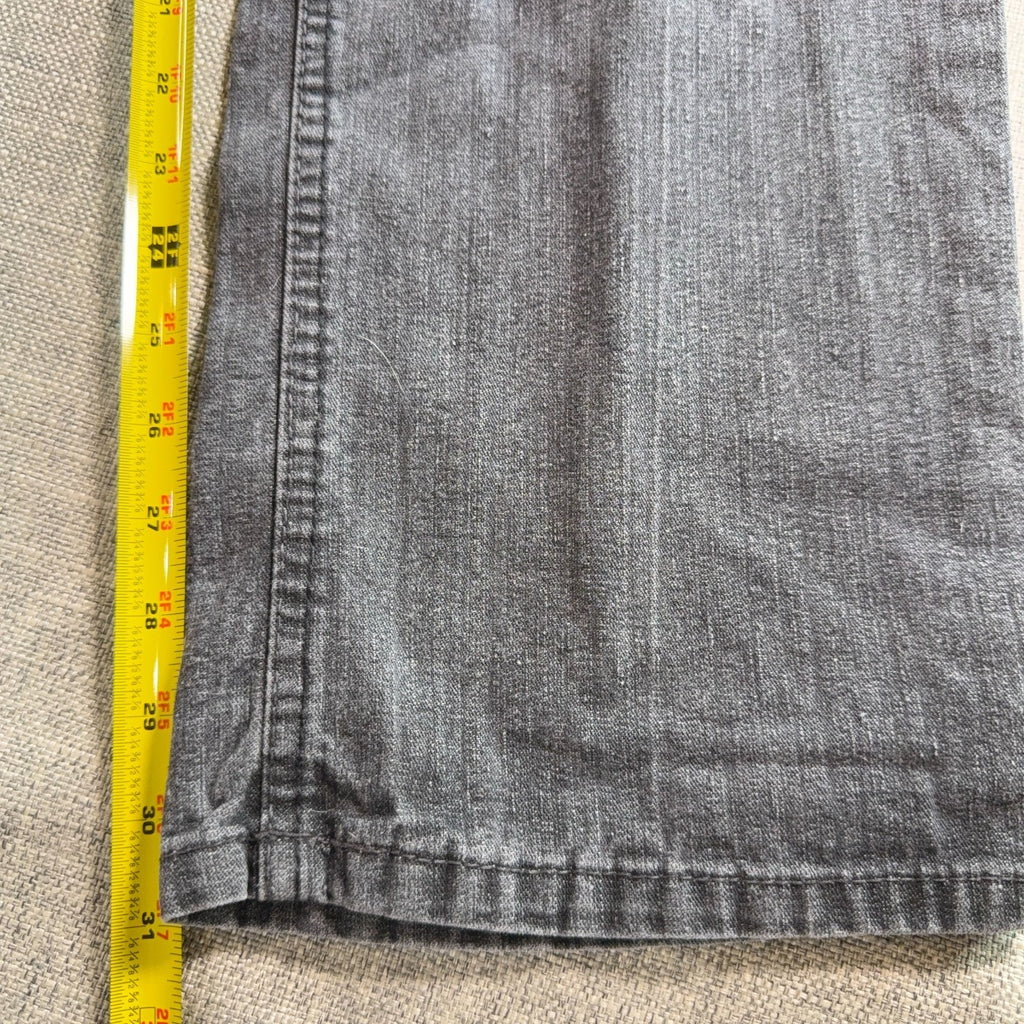 Chams Mens Jeans 36 Gray Black Y2K Embroidered Pocket Straight Leg Denim