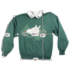 Vintage 90s Morning Sun Christmas Bunny Sweatshirt Womens M Peter Pan Collar