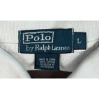 Polo Ralph Lauren Mens L White Brown Striped Pony Logo Cotton Polo Shirt