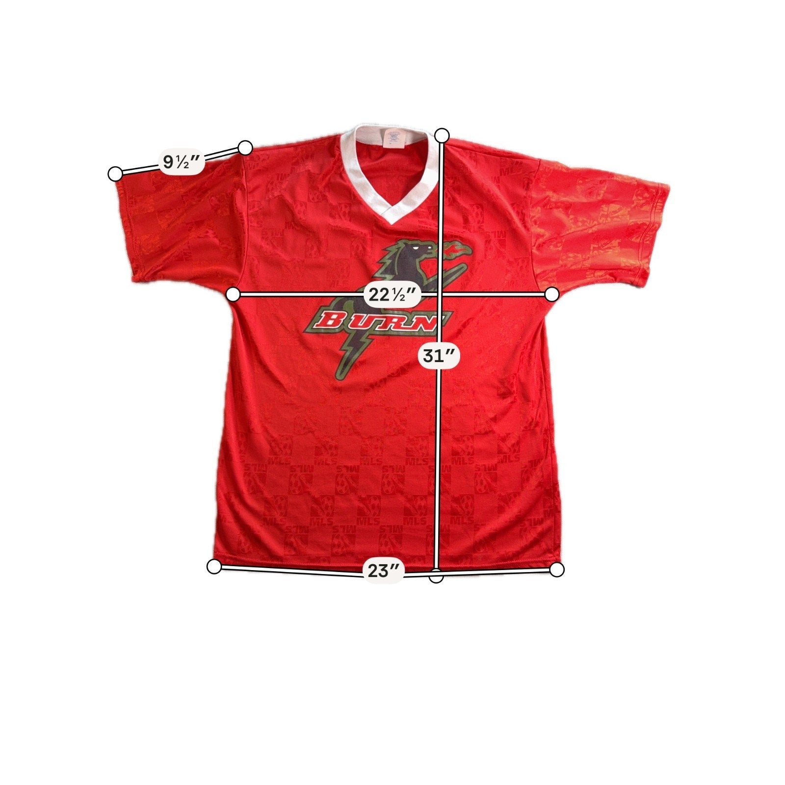 Vintage Dallas Burn Jersey Large Majestic MLS Soccer FC Dallas Made USA Red 90s
