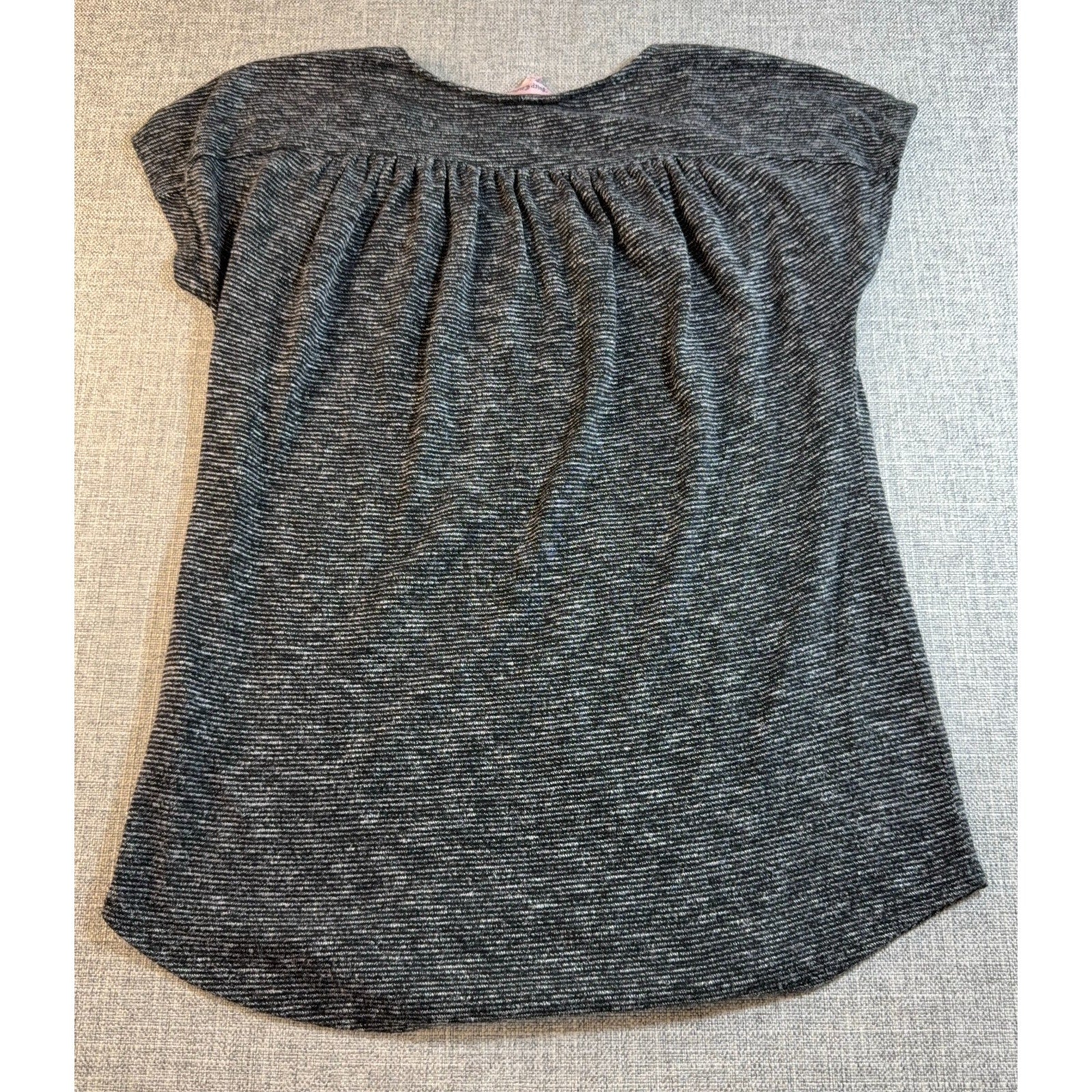 Juicy Couture Womens S Black Gray Marled Tunic Top Ruched Cap Sleeve