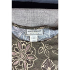 Molly Malloy Petite Maxi Dress Olive Floral Border Print Boho Pockets Tie Back