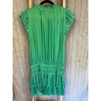 Current Air Los Angeles Green Pleated Mini Dress Womens Medium Ruffle Boho