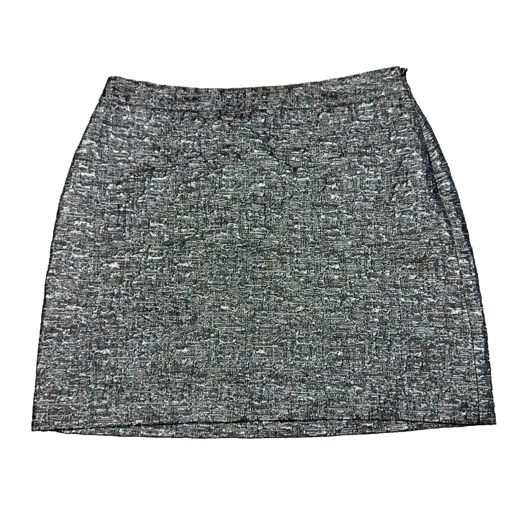 Banana Republic Skirt Womens 8 Black Silver Metallic Jacquard Mini Lined