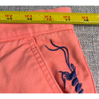 TrueFlies Pants Mens 34x32 Coral Orange Fishing Chino Flat Front Embroidered