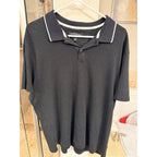 Banana Republic Mens XL Black Polka Dot Polo Shirt Cotton Casual Preppy Golf