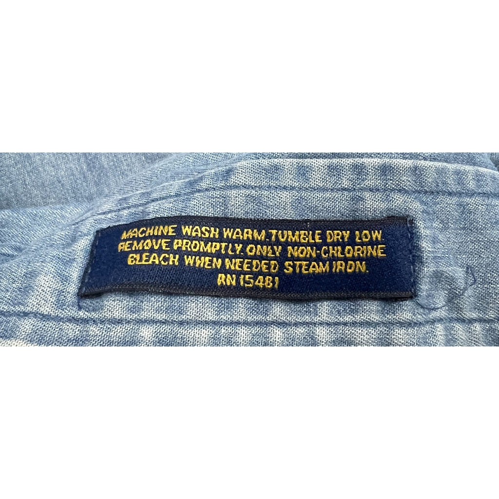 Vintage 90s Tommy Hilfiger Chambray Shirt Mens 16-35 L Hong Kong Crest