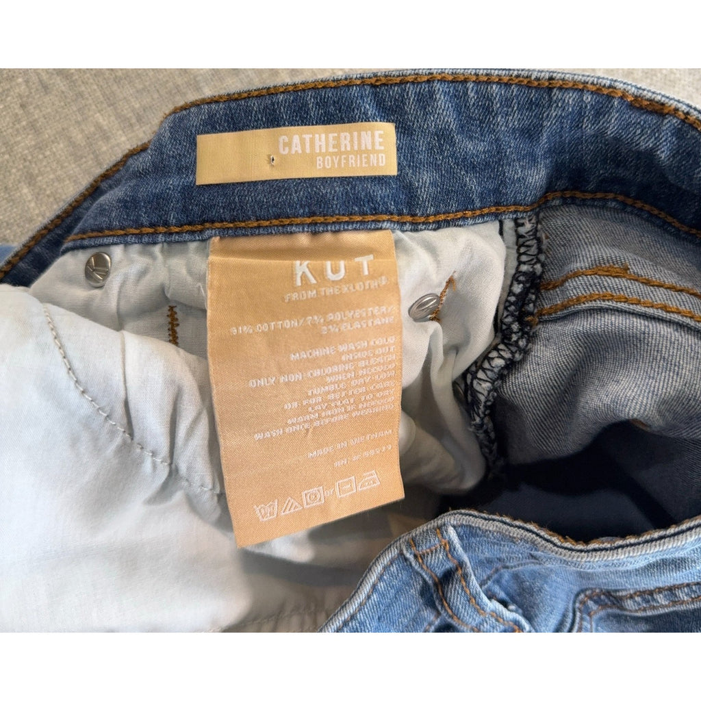 KUT From The Kloth Catherine Boyfriend Jeans Womens 12 Blue Stretch Denim 30 Ins
