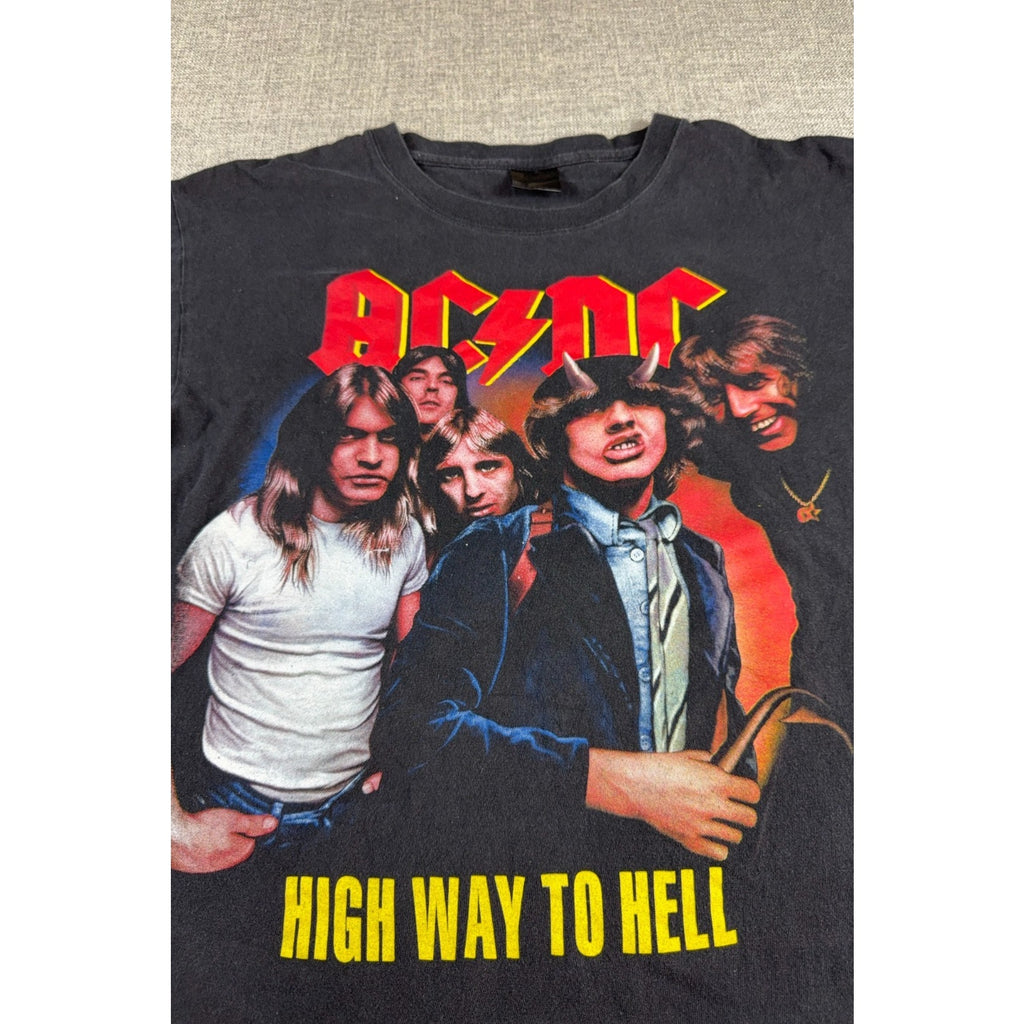 AC/DC Highway to Hell Band T Shirt Black Graphic Tee Rock Music Mens L XL