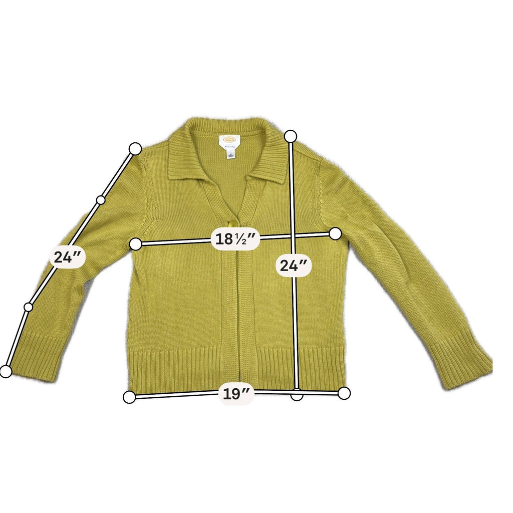 Vintage Talbots Made in Italy Green Knit Cardigan Womens M Cotton Blend