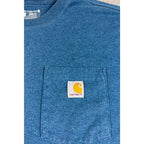 Carhartt K87 Mens XL Loose Fit Pocket T Shirt Blue Heather Workwear Logo
