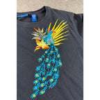 Karen Scott Sport Womens XL Black Peacock Embroidered Beaded Sequin T Shirt