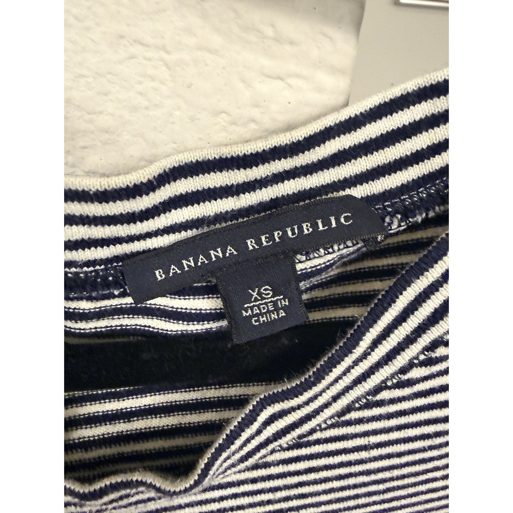 Banana Republic Striped Dress Women XS Navy White 3/4 Sleeve Nautical Stretch