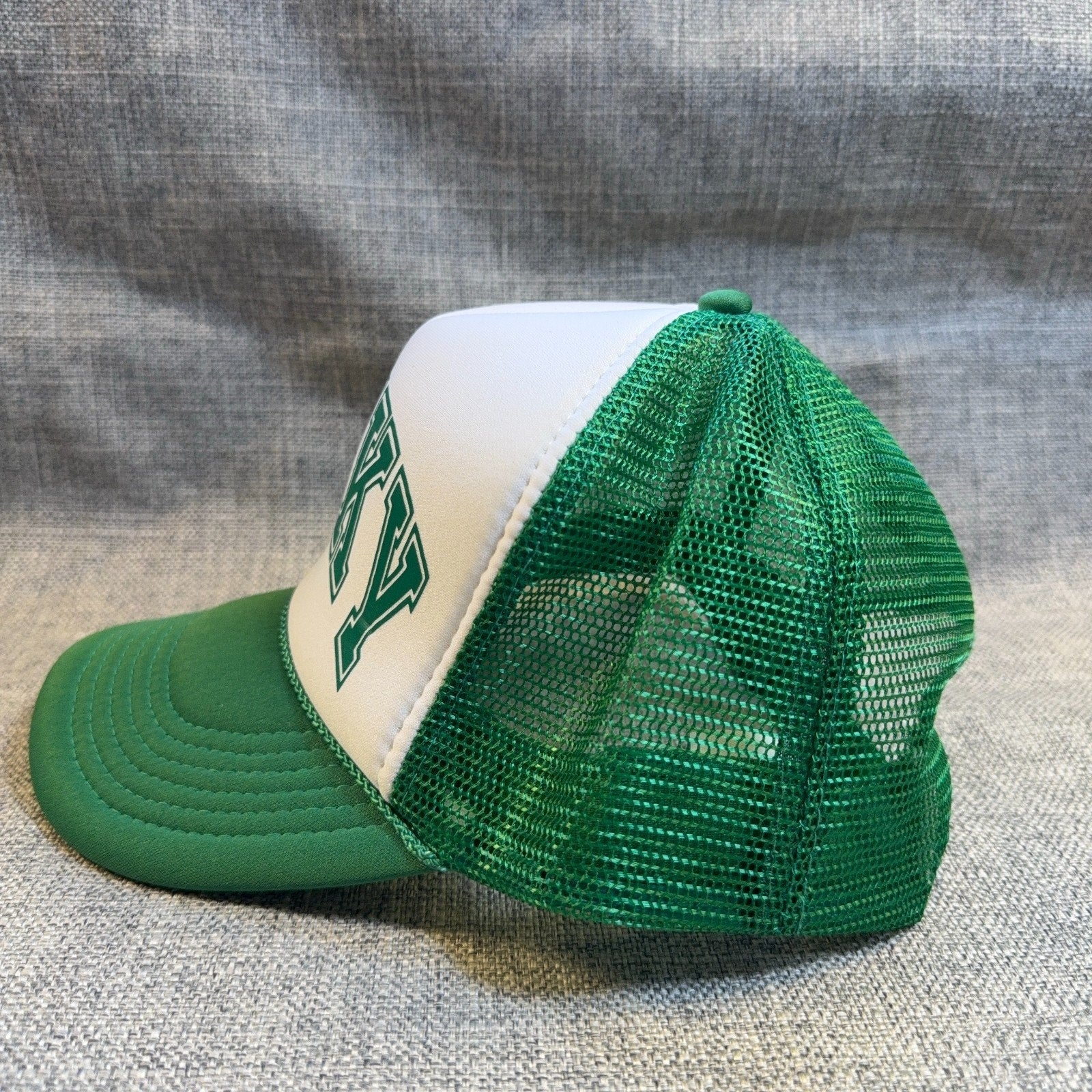 Lucky Green White Trucker Hat Mesh Snapback Nissun Rope Foam Front Adult