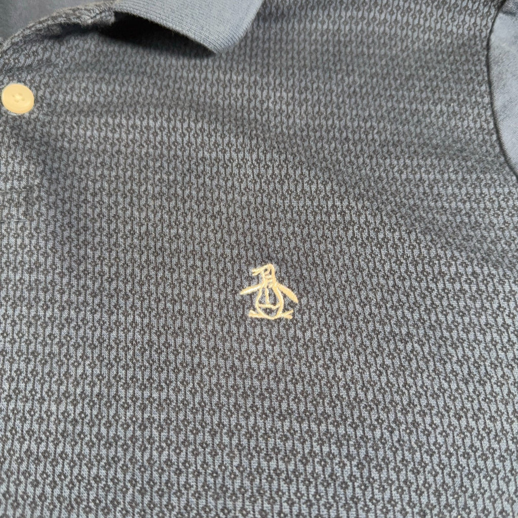 Original Penguin Polo Shirt Mens M Navy Blue Textured Cotton Golf Casual