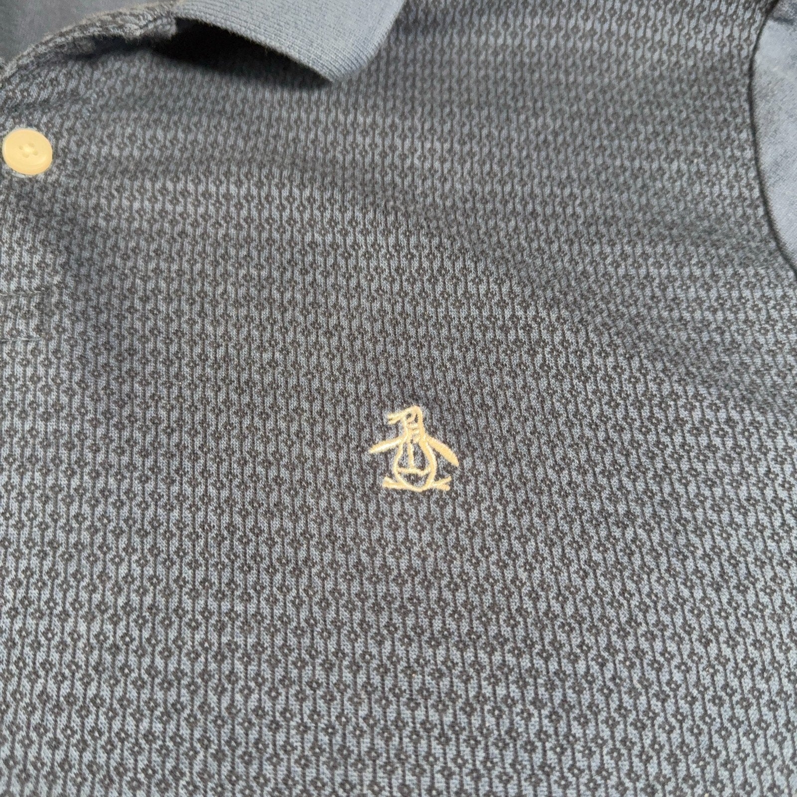 Original Penguin Polo Shirt Mens M Navy Blue Textured Cotton Golf Casual