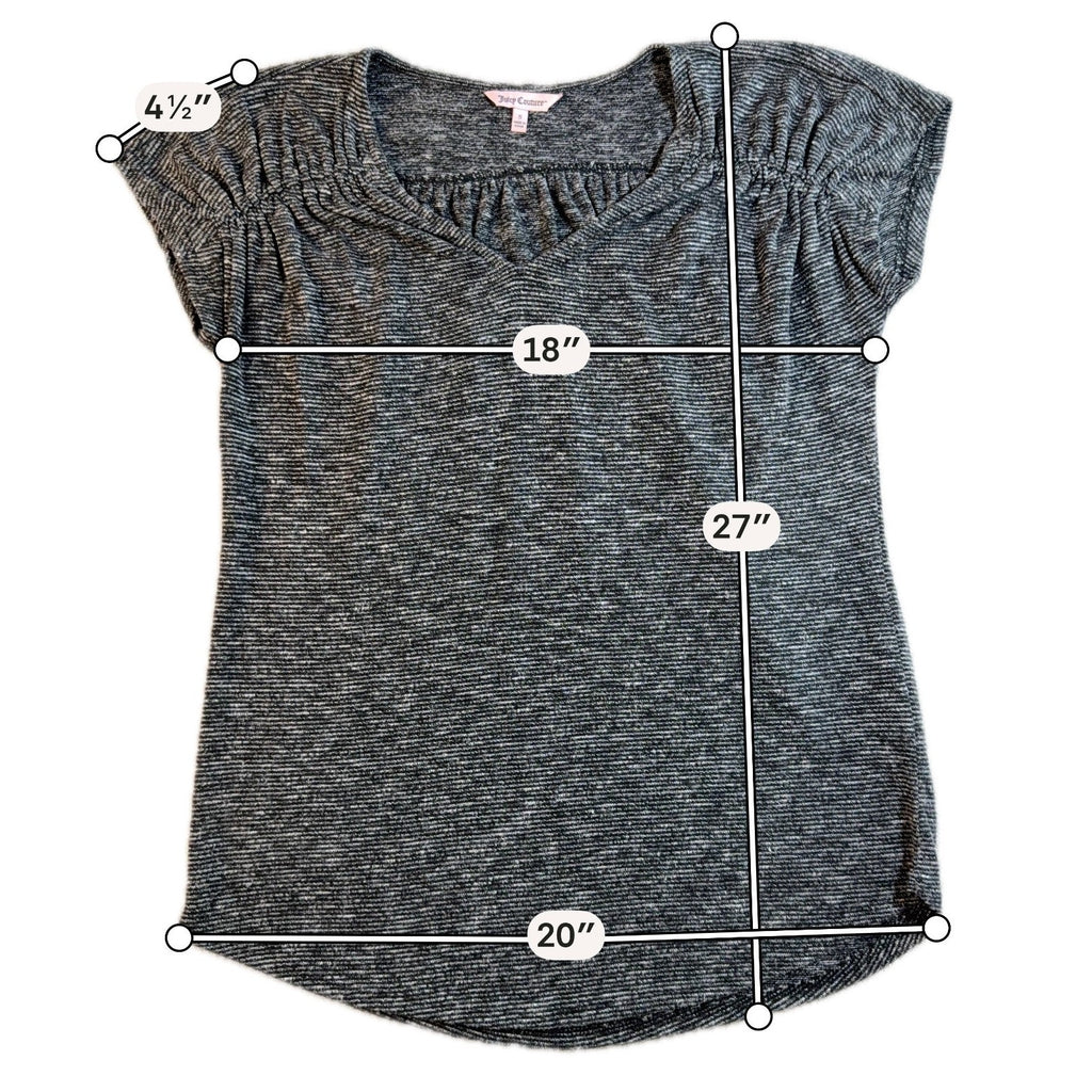Juicy Couture Womens S Black Gray Marled Tunic Top Ruched Cap Sleeve
