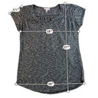 Juicy Couture Womens S Black Gray Marled Tunic Top Ruched Cap Sleeve